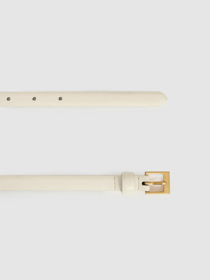 Thin Leather Belt in Off White Women | Reiss