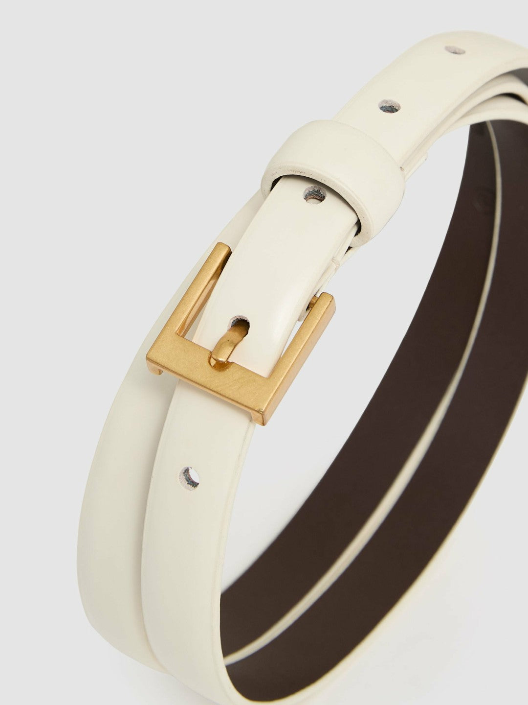 Thin Leather Belt in Off White Women | Reiss