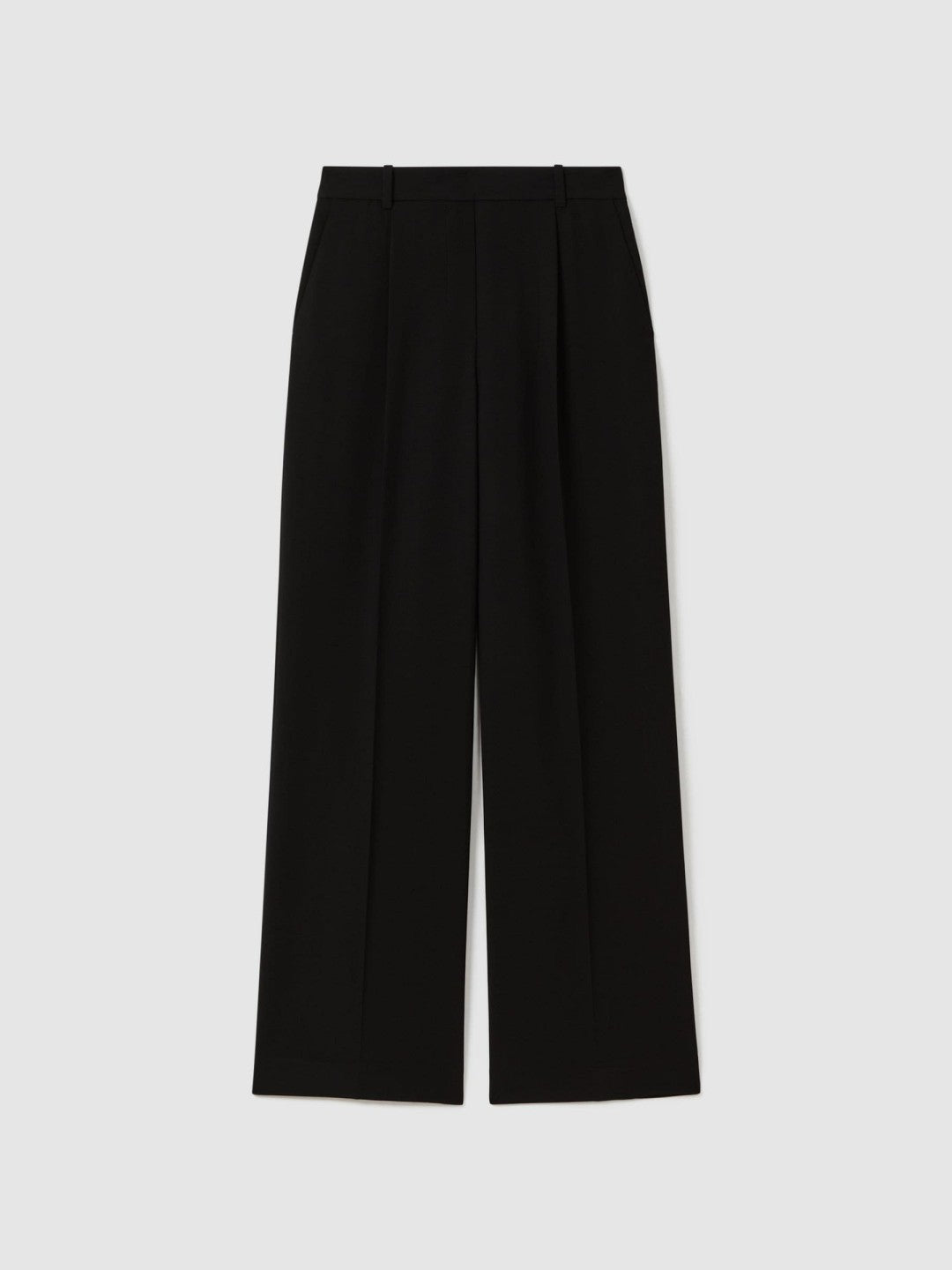 Petite Half-Elasticated Wide Leg Trousers in Black Women | Reiss