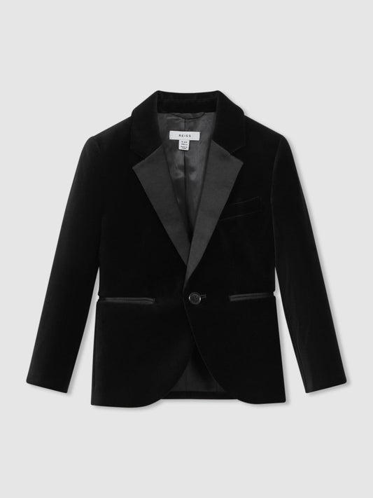 13-14 yrs Single Breasted Velvet Blazer in Black Children & Baby | Reiss