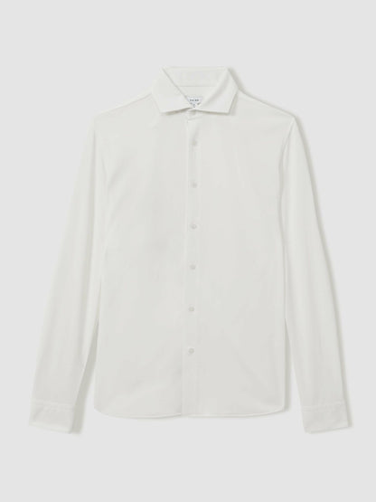 Modal Blend Cutaway Collar Shirt in White Men | Reiss