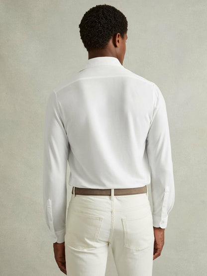 Modal Blend Cutaway Collar Shirt in White Men | Reiss