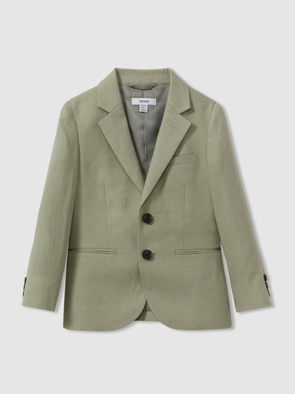 9-13 yrs Linen Single Breasted Blazer in Apple Children & Baby | Reiss