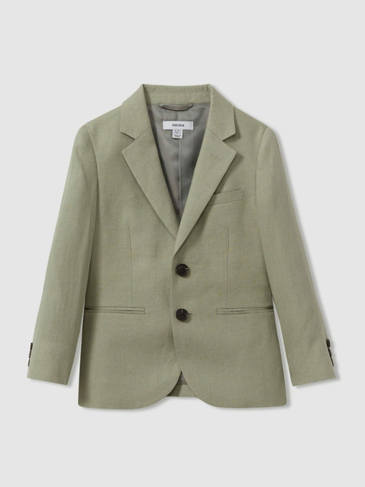 9-13 yrs Linen Single Breasted Blazer in Apple Children & Baby | Reiss