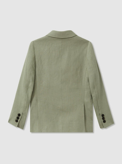 9-13 yrs Linen Single Breasted Blazer in Apple Children & Baby | Reiss
