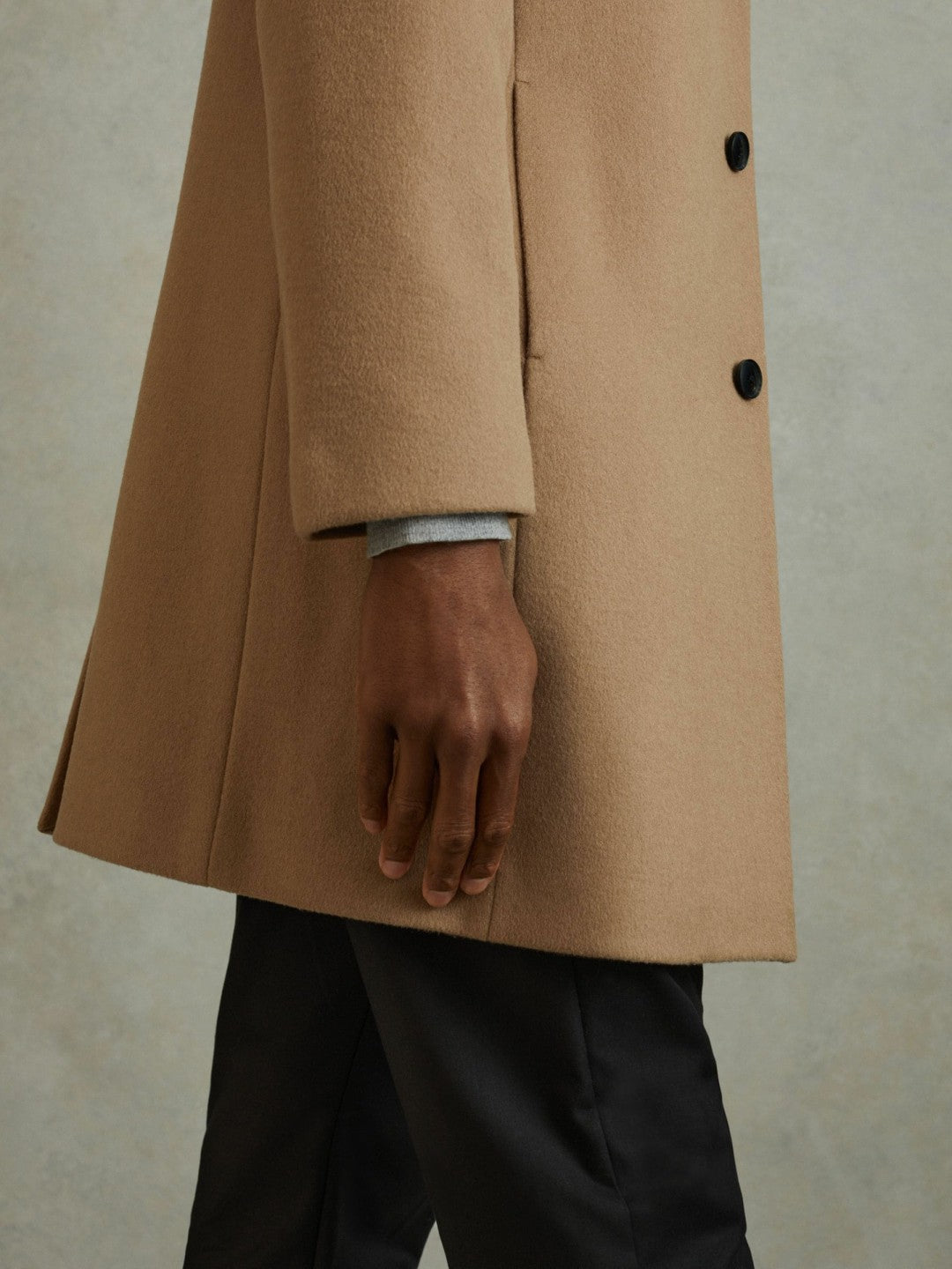 Wool Blend Single Breasted Epsom Overcoat in Camel Men | Reiss
