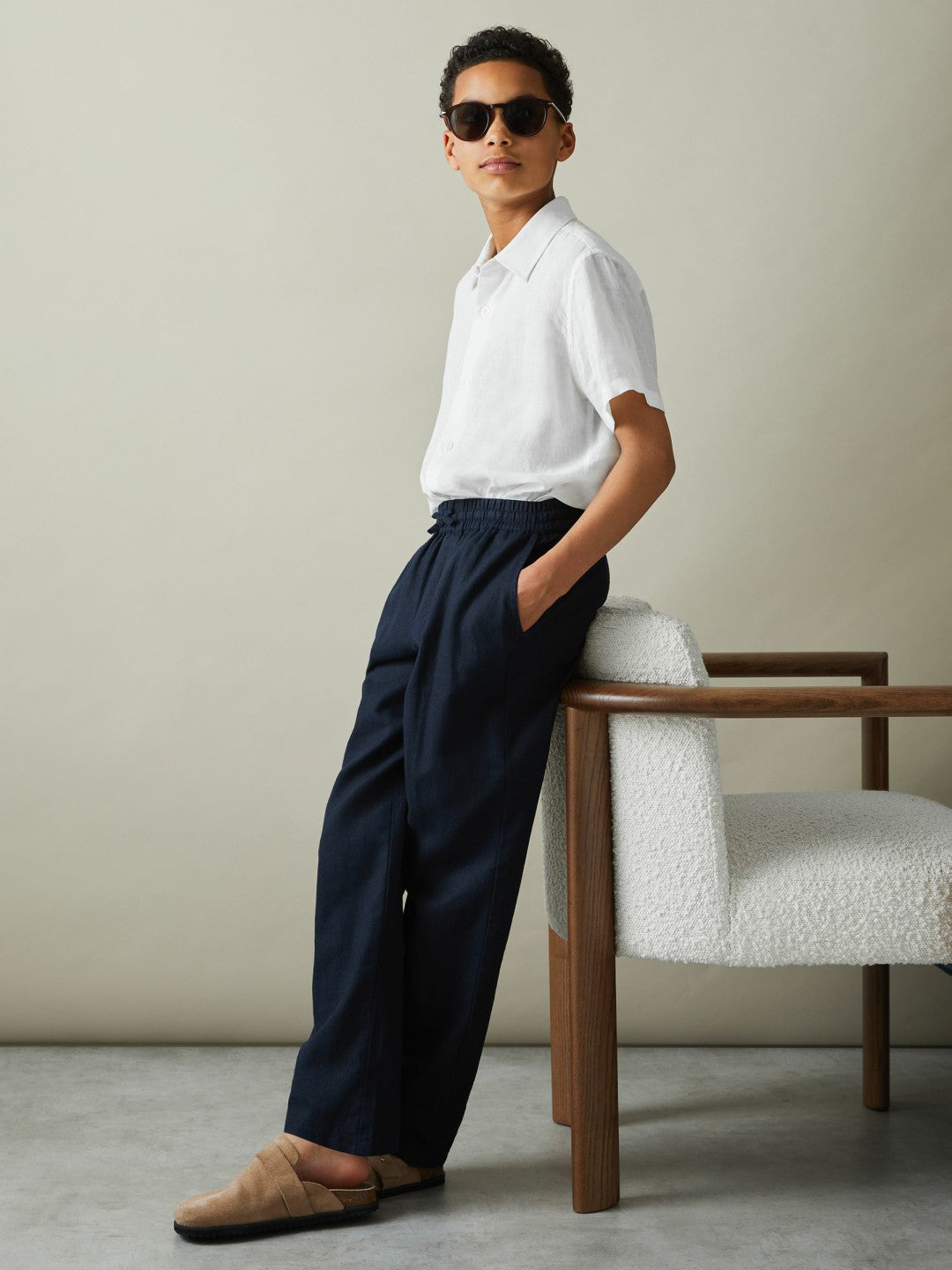 3-9 yrs Short Sleeve Linen Shirt in White Children & Baby | Reiss