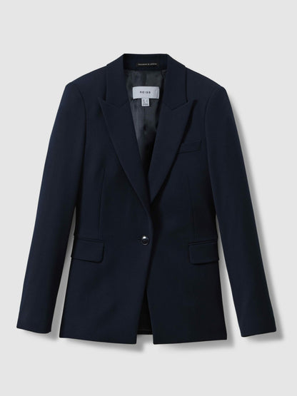 Petite Tailored Single Breasted Suit Blazer in Navy Women | Reiss