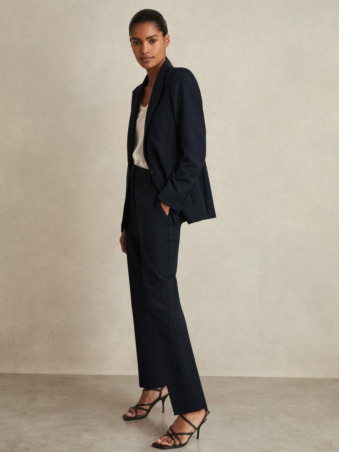 Petite Tailored Single Breasted Suit Blazer in Navy Women | Reiss
