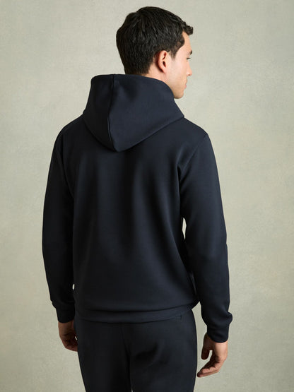 Interlock Jersey Drawstring Hoodie in Navy Blue Men | Reiss