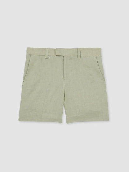 13-14 yrs Slim Fit Linen Adjustable Trousers in Apple Children & Baby | Reiss