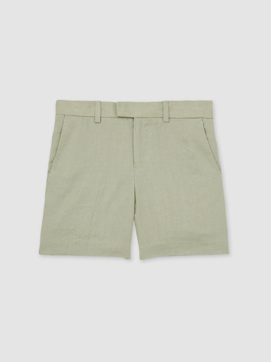 13-14 yrs Slim Fit Linen Adjustable Trousers in Apple Children & Baby | Reiss