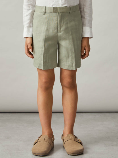 13-14 yrs Slim Fit Linen Adjustable Trousers in Apple Children & Baby | Reiss
