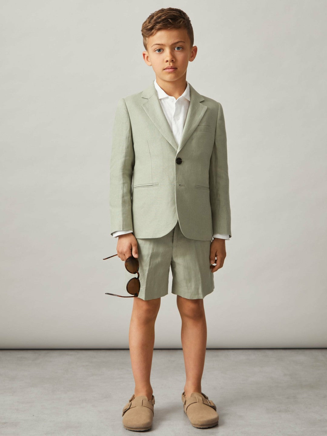 13-14 yrs Slim Fit Linen Adjustable Trousers in Apple Children & Baby | Reiss