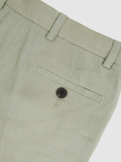 13-14 yrs Slim Fit Linen Adjustable Trousers in Apple Children & Baby | Reiss