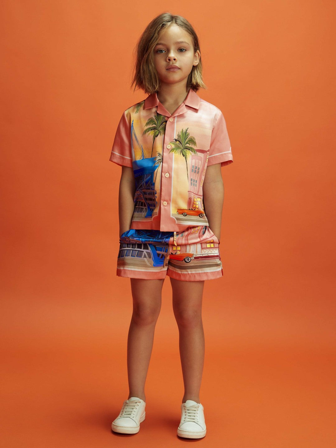 Senior McLaren F1 Miami Drawstring Shorts in Pink Multi Children & Baby | Reiss