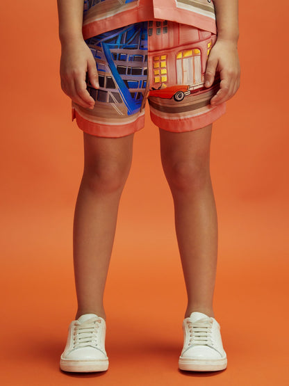 Senior McLaren F1 Miami Drawstring Shorts in Pink Multi Children & Baby | Reiss