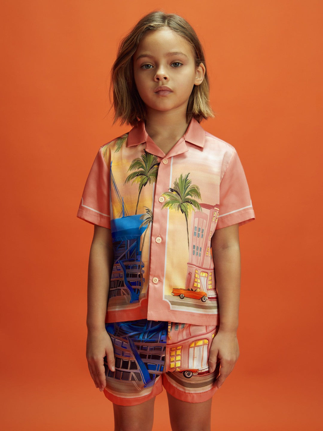 Senior McLaren F1 Miami Drawstring Shorts in Pink Multi Children & Baby | Reiss