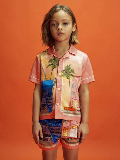 Junior McLaren F1 Miami Drawstring Shorts in Pink Multi Children & Baby | Reiss