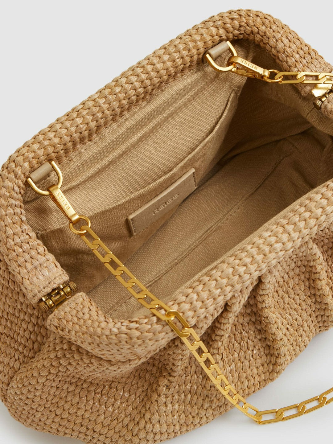 Raffia Clutch Bag in Natural Women | Reiss