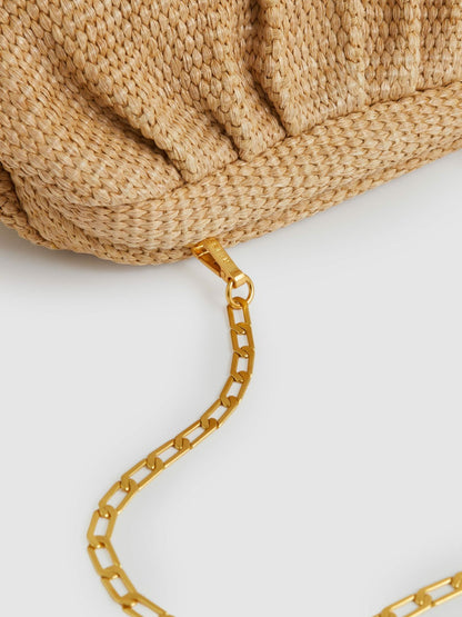 Raffia Clutch Bag in Natural Women | Reiss