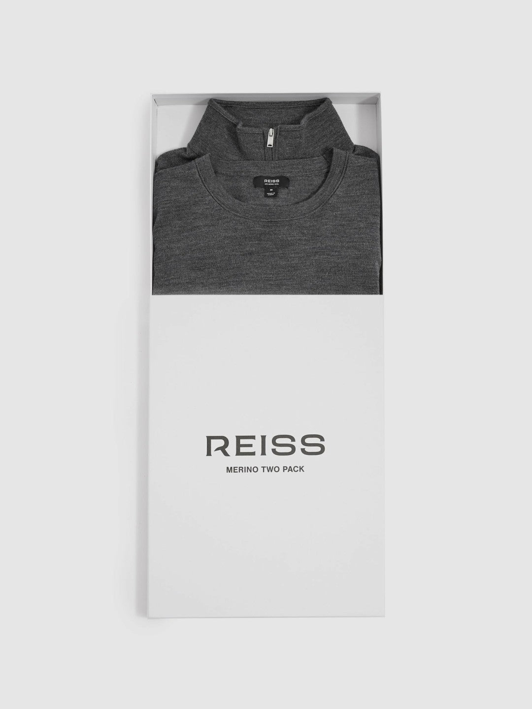 Pack of Two Merino Wool Jumpers in Derby Grey Marl Men | Reiss