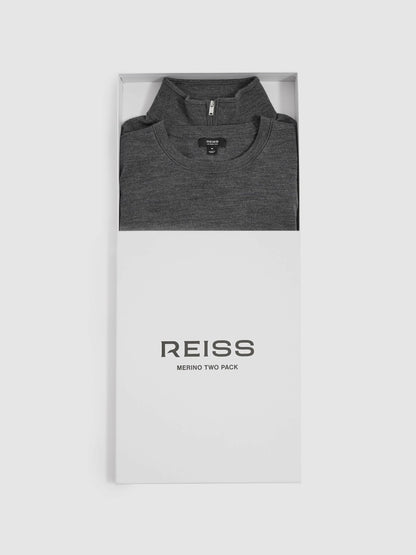 Pack of Two Merino Wool Jumpers in Derby Grey Marl Men | Reiss