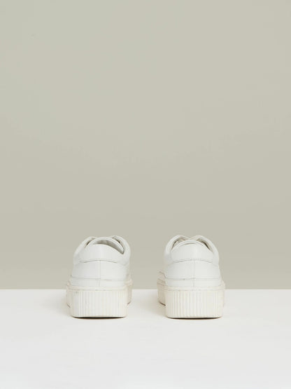 Grained Leather Platform Trainers in White Women | Reiss