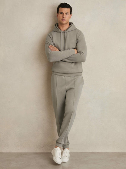Interlock Jersey Drawstring Hoodie in Taupe Men | Reiss