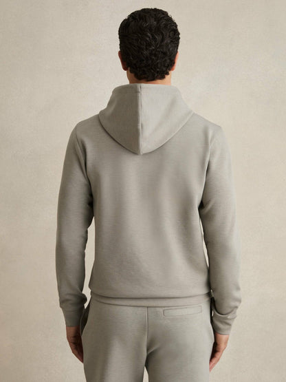 Interlock Jersey Drawstring Hoodie in Taupe Men | Reiss