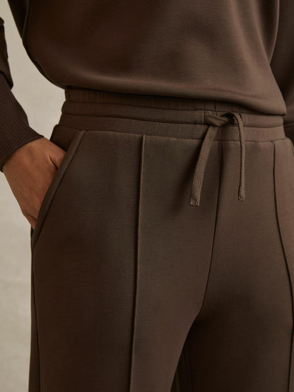 Interlock Wide-Leg Joggers in Chocolate Women | Reiss