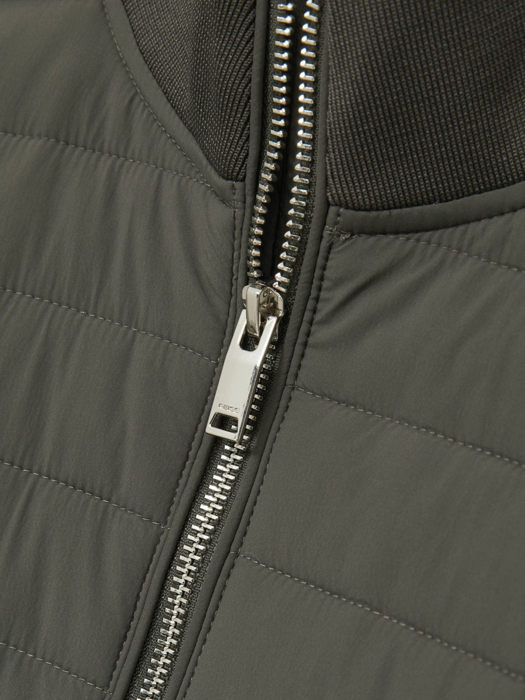 Hybrid Quilt and Knit Zip-Through Jacket in Sage Men | Reiss