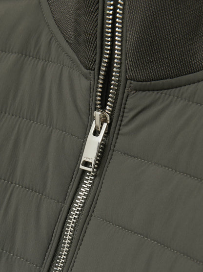 Hybrid Quilt and Knit Zip-Through Jacket in Sage Men | Reiss