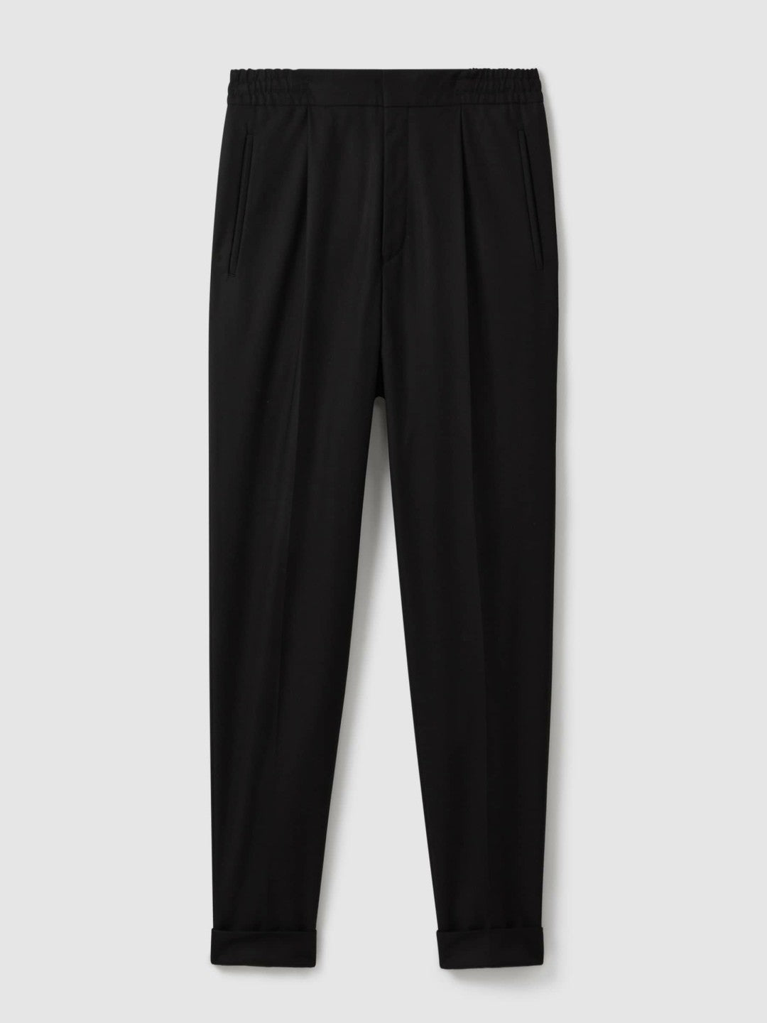 Relaxed-Fit Pleated Tapered Trousers in Black Men | Reiss