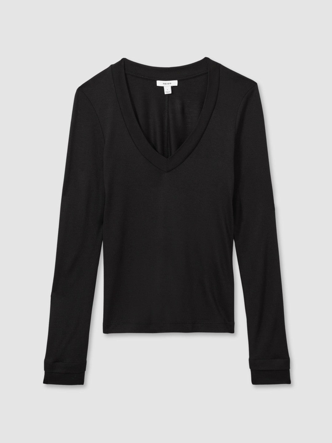 Jersey V-Neck Top in Black Women | Reiss