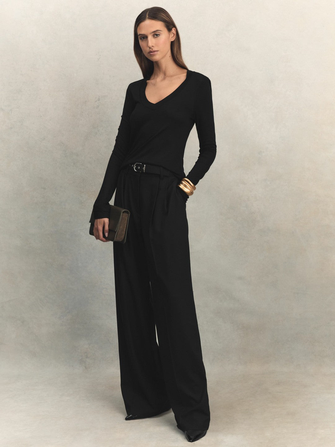 Jersey V-Neck Top in Black Women | Reiss