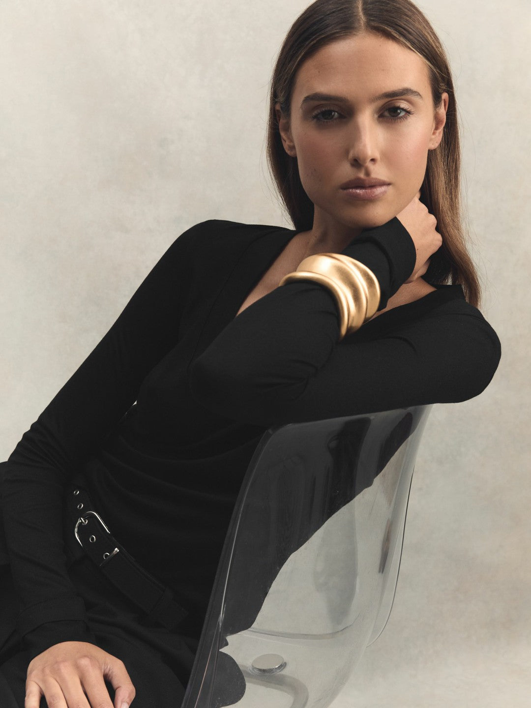 Jersey V-Neck Top in Black Women | Reiss