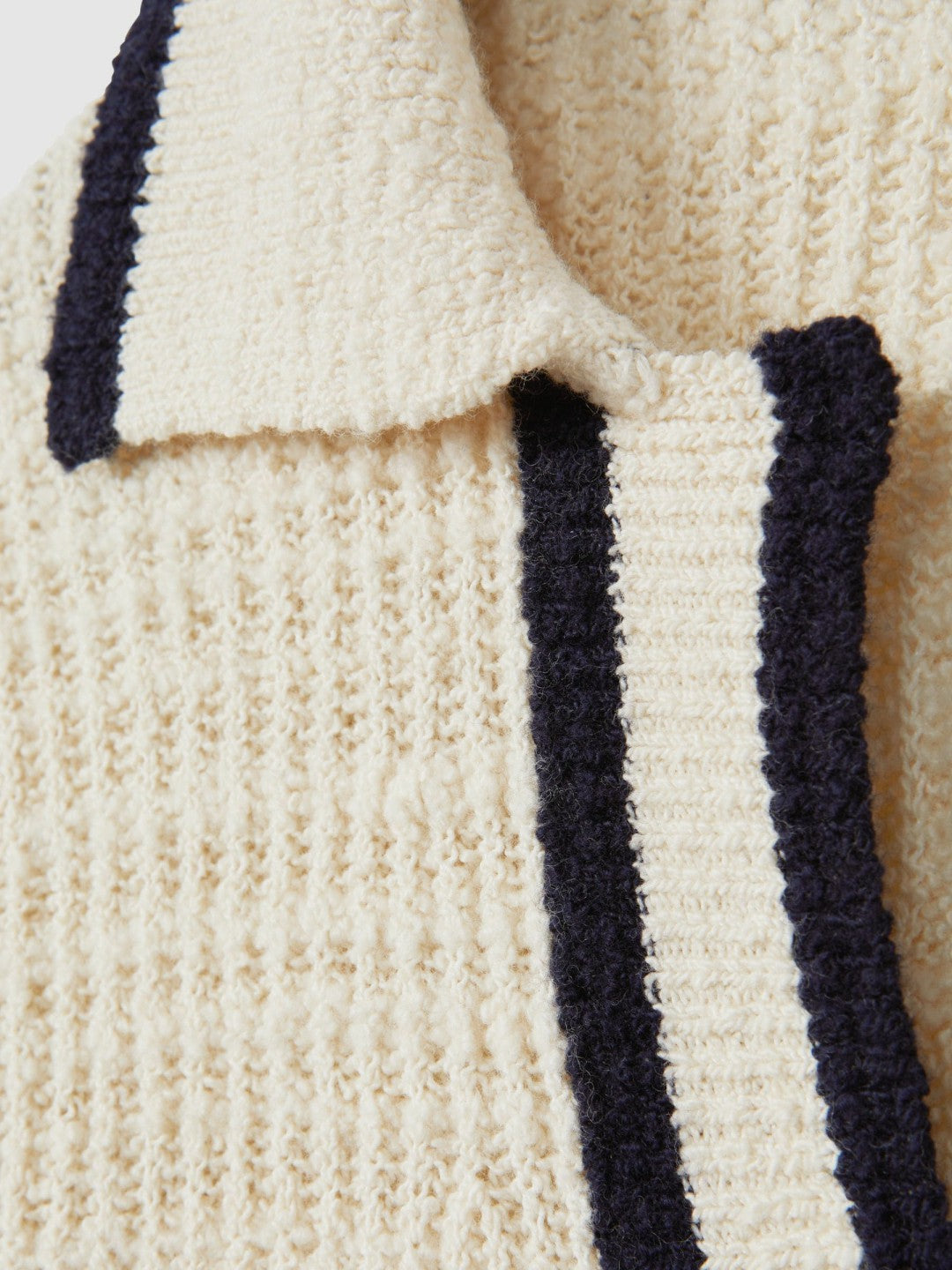 Wool Blend Open Collar Jumper in Cream/Navy Women | Reiss