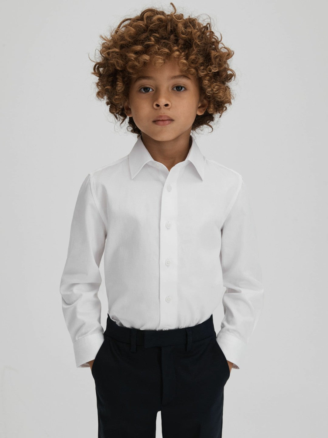 3-9 yrs Slim Fit Cotton Shirt in White Children & Baby | Reiss