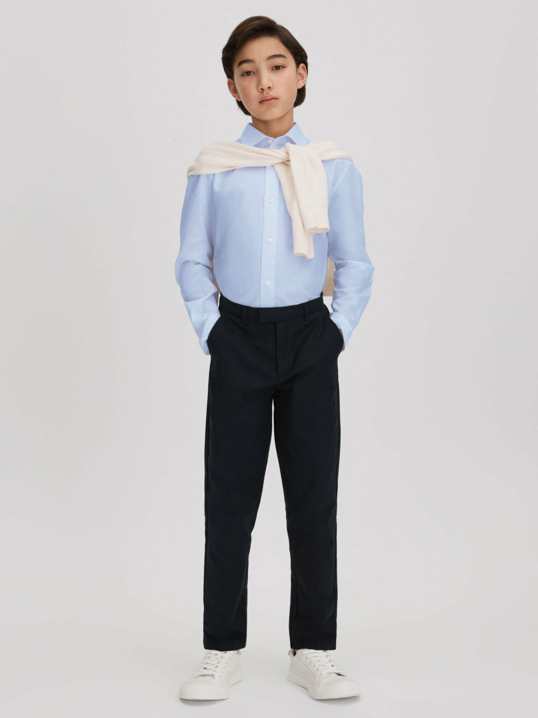 3-9 yrs Slim Fit Cotton Shirt in Soft Blue Children & Baby | Reiss