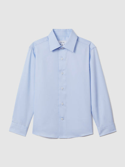 3-9 yrs Slim Fit Cotton Shirt in Soft Blue Children & Baby | Reiss