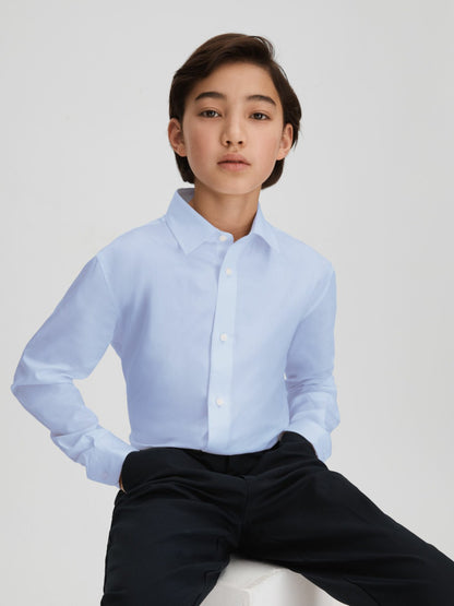 3-9 yrs Slim Fit Cotton Shirt in Soft Blue Children & Baby | Reiss