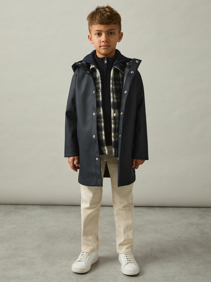 3-9 yrs Water Repellent Hooded Coat in Navy Children & Baby | Reiss
