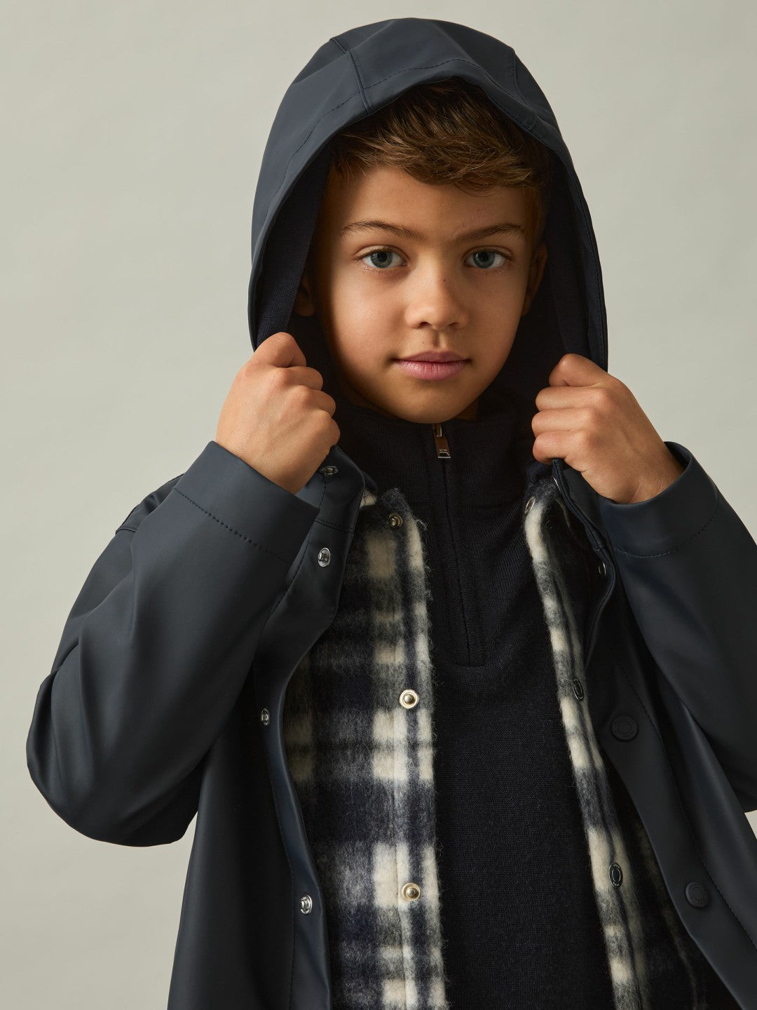 9-13 yrs Water Repellent Hooded Coat in Navy Children & Baby | Reiss