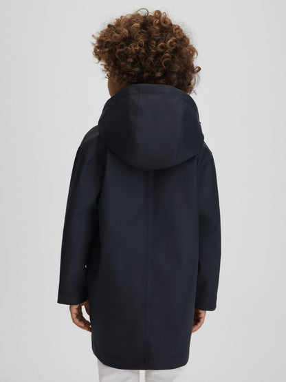 9-13 yrs Water Repellent Hooded Coat in Navy Children & Baby | Reiss