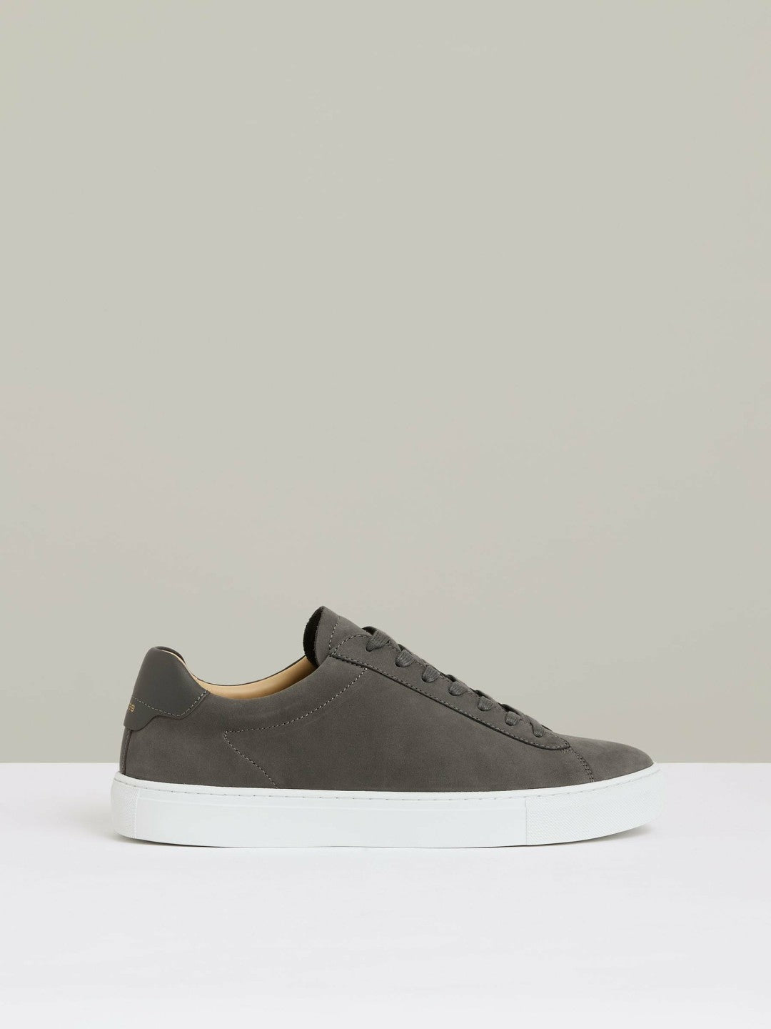 Nubuck Leather Low-Top Trainers in Grey Men | Reiss