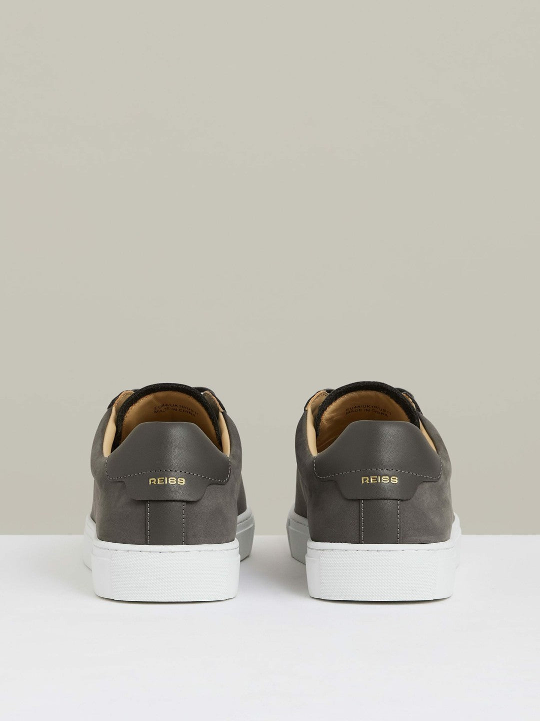 Nubuck Leather Low-Top Trainers in Grey Men | Reiss
