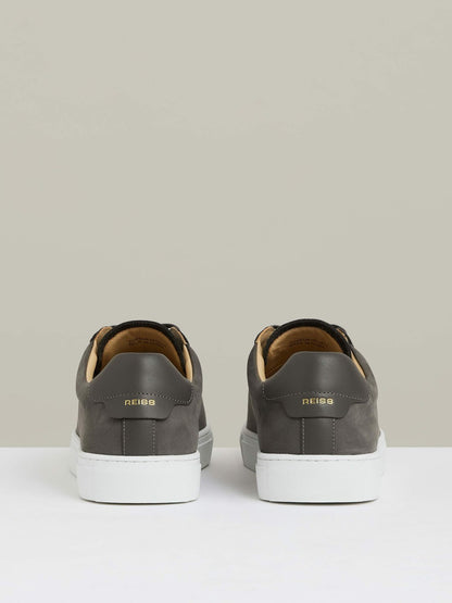 Nubuck Leather Low-Top Trainers in Grey Men | Reiss