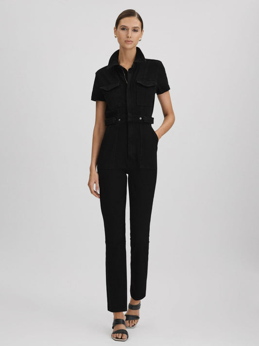 Good American Denim Jumpsuit in Black Women | Reiss