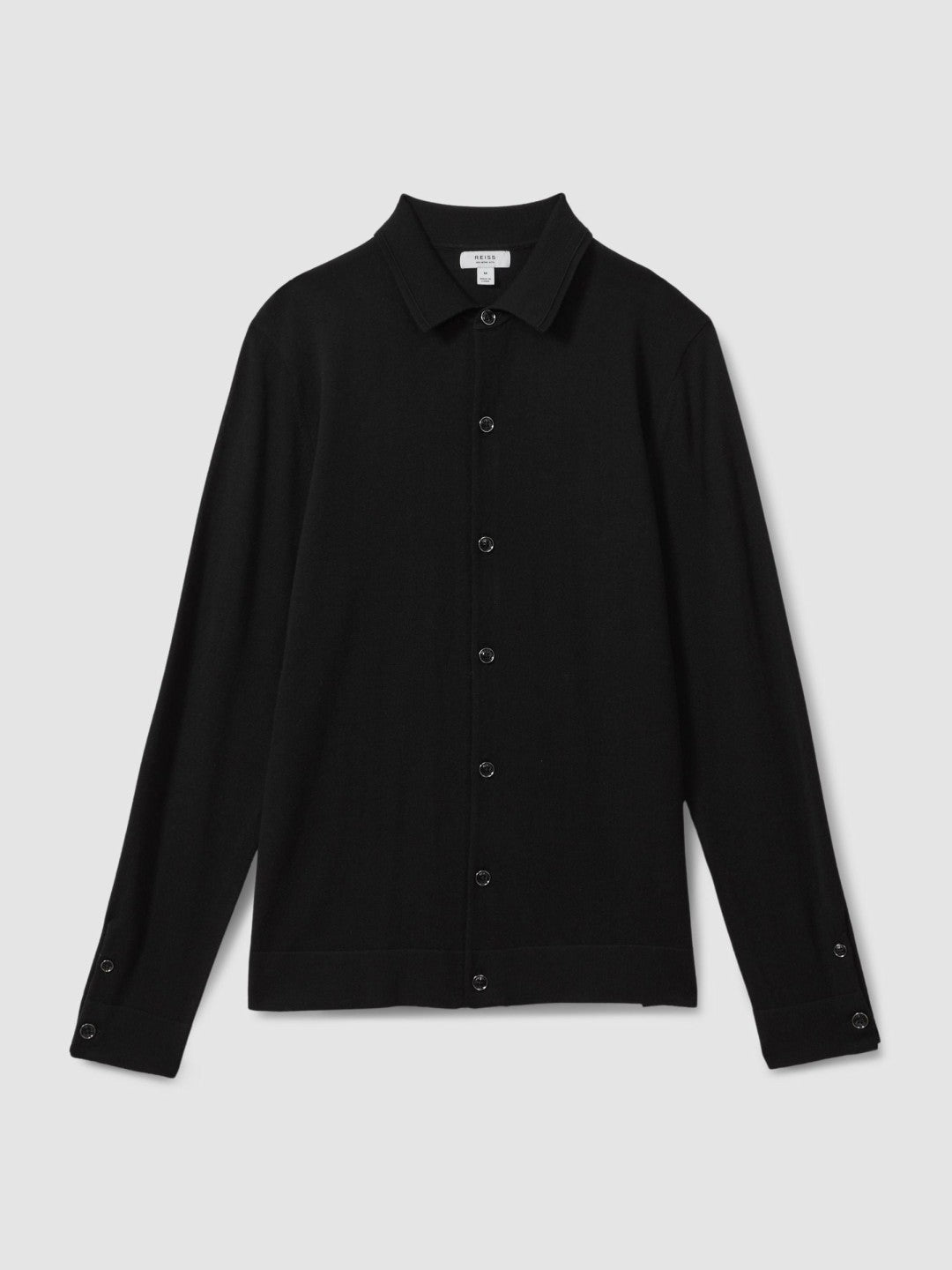 Merino Wool Button-Through Cardigan in Black Men | Reiss
